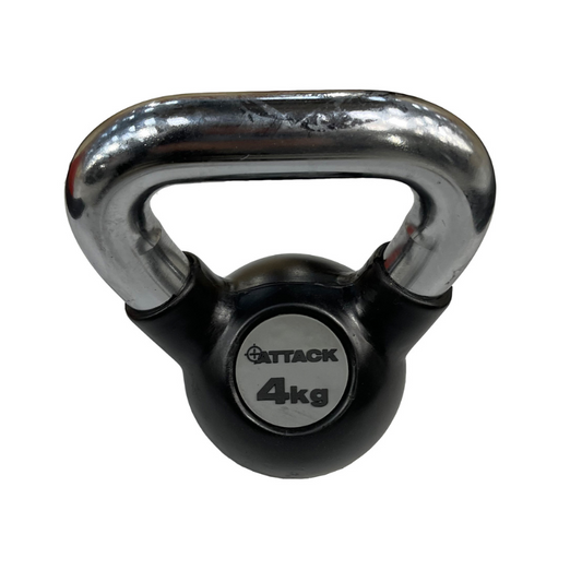Dark Slate Gray ATTACK Fitness Rubber Kettlebell With Chrome Handle (4-24kg) - Black Individual Kettlebell / 4kg Black