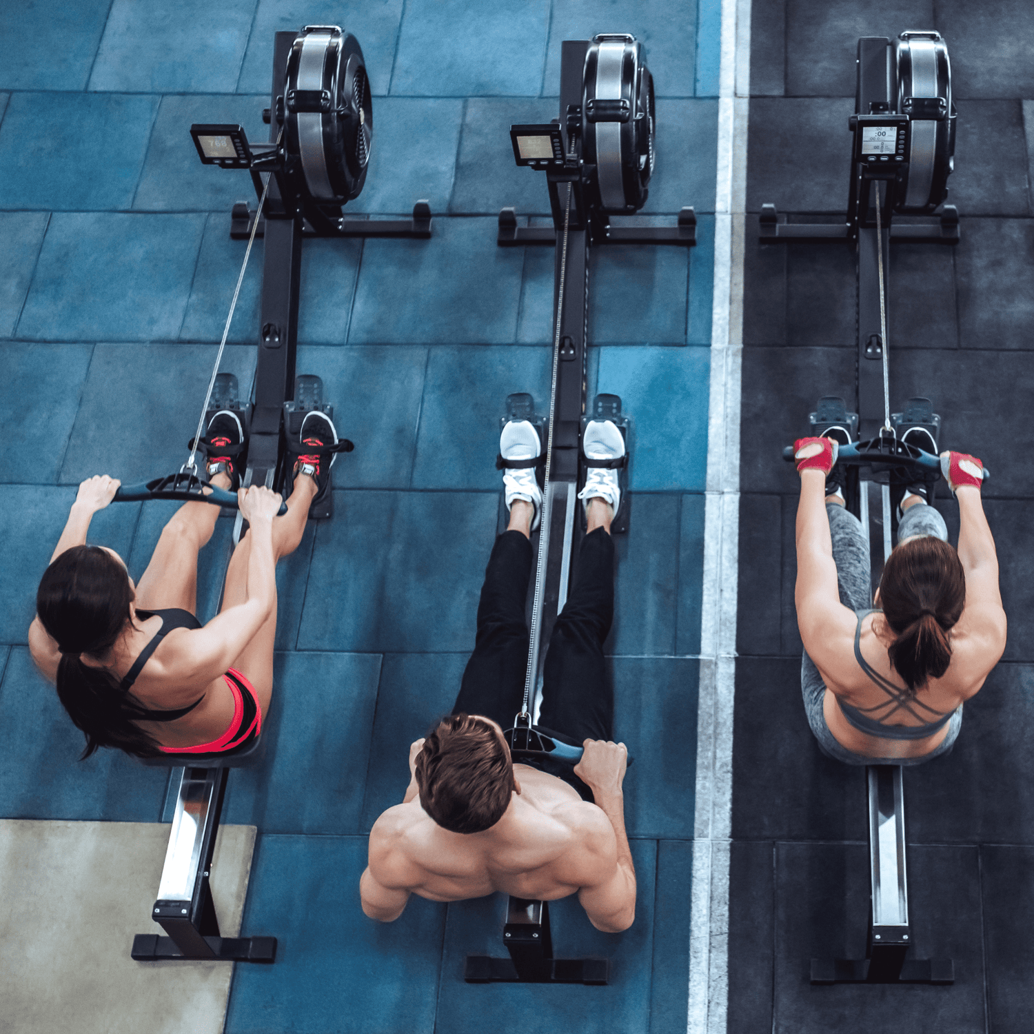 Three People Rowing Depicting Cardio Equipment A2S Fitness Homepage