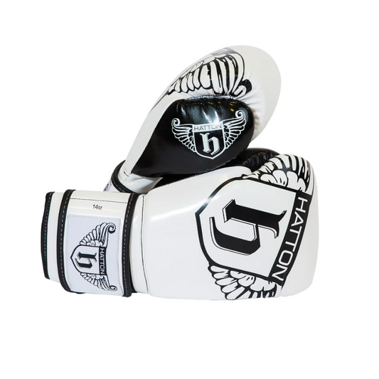 Light Gray HATTON Boxing CoolFlow Fitness Gloves - White PU (Pair) 14 oz,12 oz,10 oz,8 oz