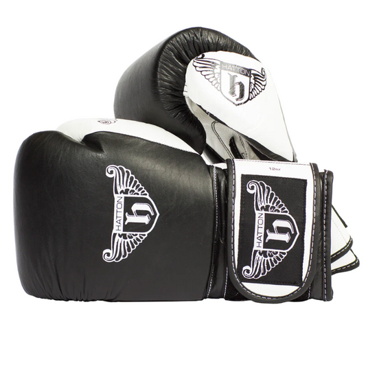 Dark Slate Gray HATTON Boxing Sparring Gloves - Leather With Lace Up or Velcro Options (Pair) Velcro Glove - Black / 16 oz,Velcro Glove - Black / 14 oz,Velcro Glove - Black / 12 oz,Velcro Glove - Black / 10 oz,Velcro Glove - Black / 8 oz