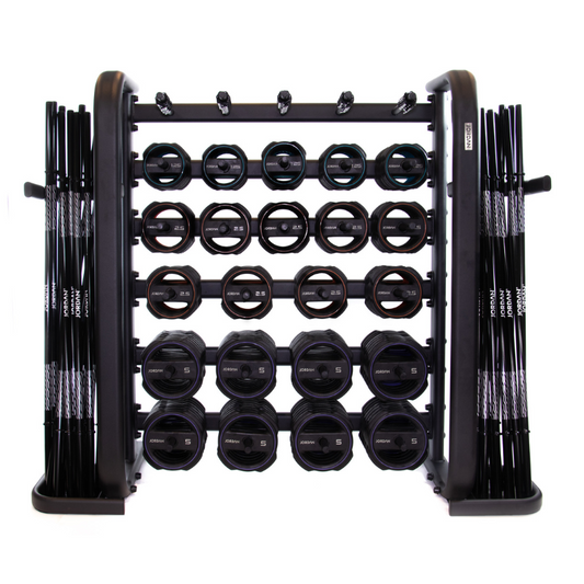 Black JORDAN Ignite Pump X Rubber Studio Barbell Sets And Rack - Colour Coded Black Storage / 30 X Studio Barbell Set,Grey Storage / 30 X Studio Barbell Set