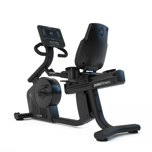 Dark Slate Gray PULSE Fitness Classic Recumbent Cycle with 7" Tactile Key Console - Sand Black
