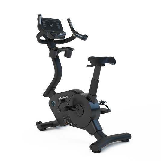 Dark Slate Gray PULSE Fitness Classic Upright Cycle with 7" Tactile Key Console- Sand Black