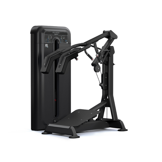 Dark Slate Gray PULSE Fitness Dual Use Squat / Standing Calf Raise Machine with 122kg Weight Stack - Sand Black