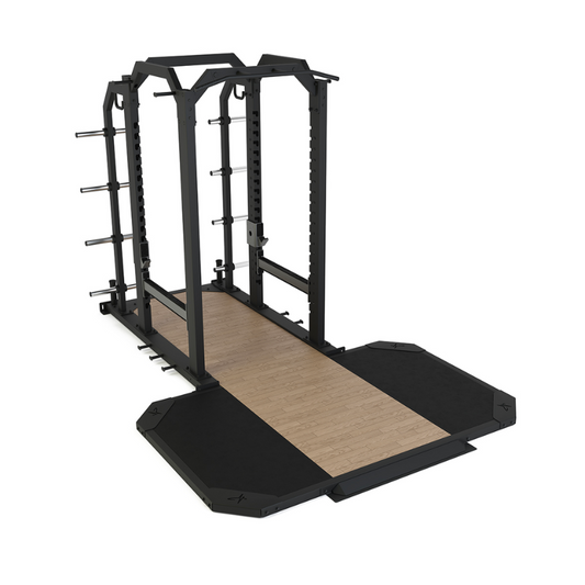 Rosy Brown PULSE Fitness Premium Full Rack with Optional Lifting Platform Add On [2.4×1.5M] - Sand Black Premium Full Rack and Lifting Platform / Oak/Rubber Performance Flooring [2.4×1.5M]